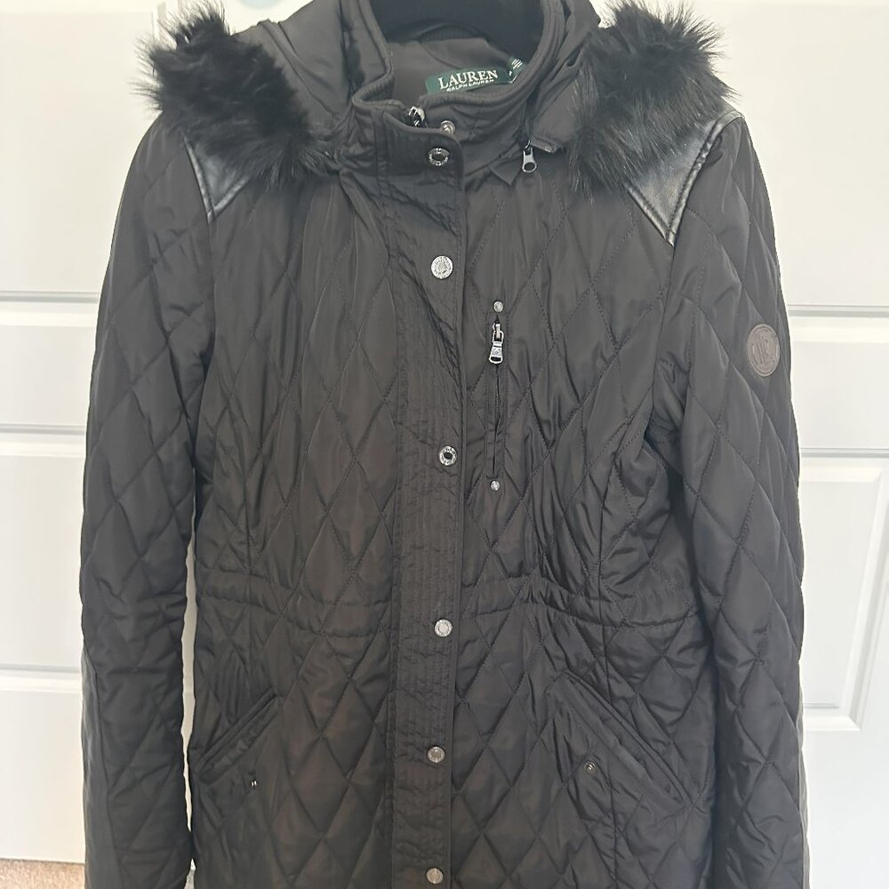 Lauren Ralph Lauren Quilted Anorak with Faux Fur Trim
